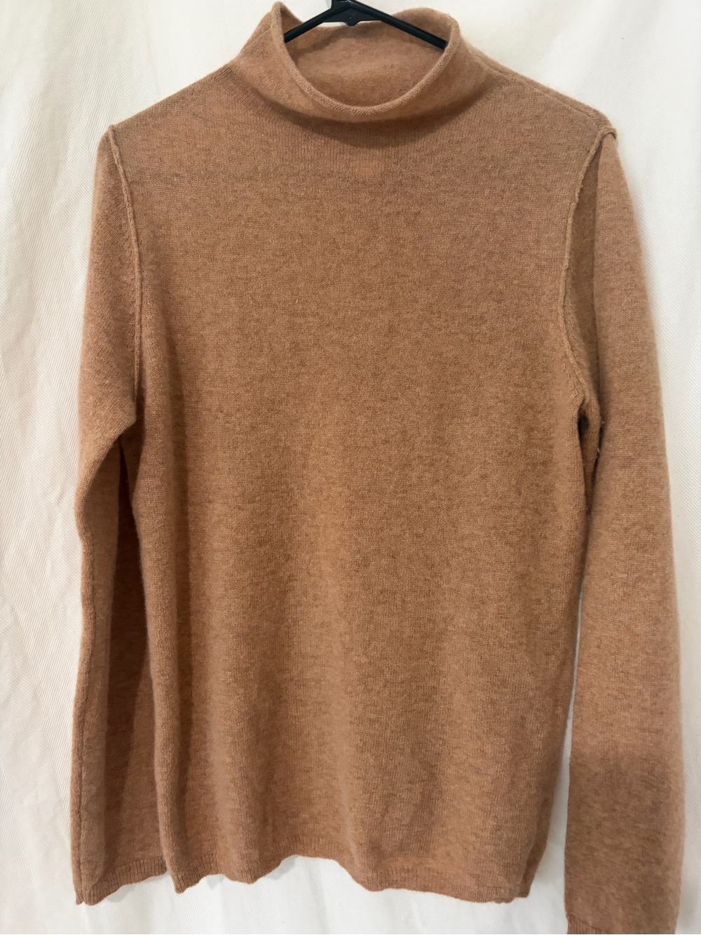 Telluride Clothing Cashmere Mock Neck Camel Sweater L Quiet Luxury Soft Knit